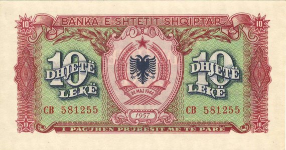 Албанія 10 leke 1957 P-28a UNC