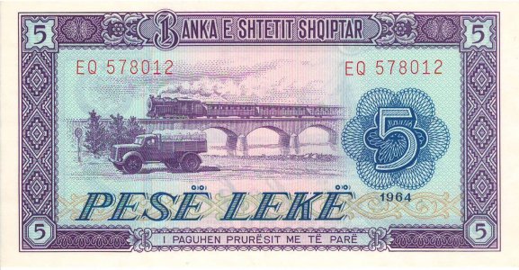 Albania 5 leke 1964 P-35a UNC