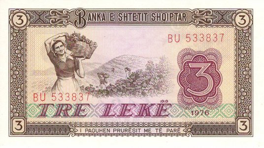 Albania 3 leke 1976 P-41a UNC