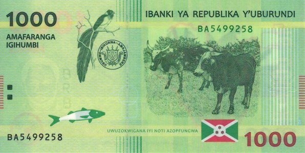 Бурунді 1000 francs 2015 P-51a UNC