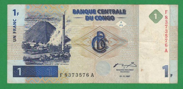 Конго 1 franc 1997 P-85a F