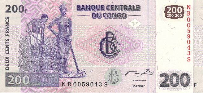 Конго 200 francs 2007 P-99a2 UNC