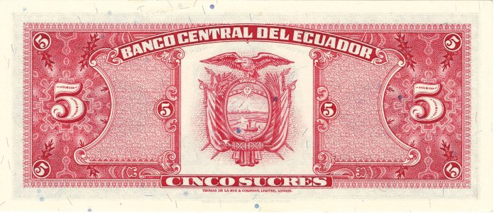 Еквадор 5 sucres 1988 ser.IC P-113d.3 aUNC