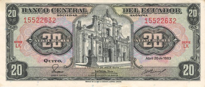 Еквадор 20 sucres 1983 ser.LK P-115b.18 XF