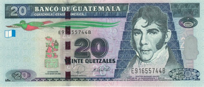 Гватемала 20 quetzales 2008 P-118 UNC