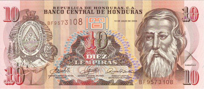 Гондурас 10 lempiras 2006 P-86d UNC