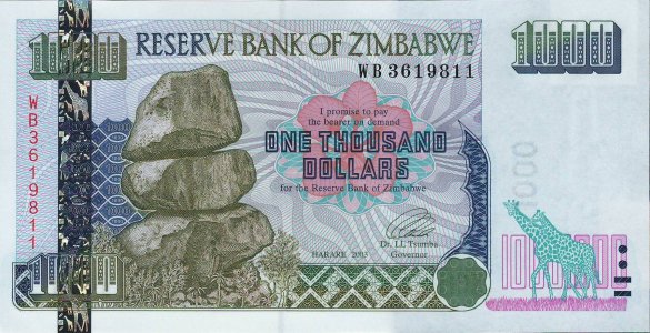 Zimbabwe 1000 dollars 2003 P-12a UNC