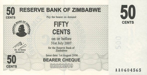 Zimbabwe 50 cents 2006 P-36 UNC