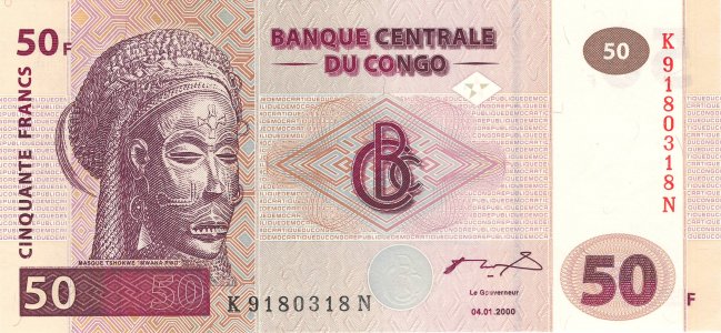Конго 50 francs 2000 P-91Aa.1 UNC